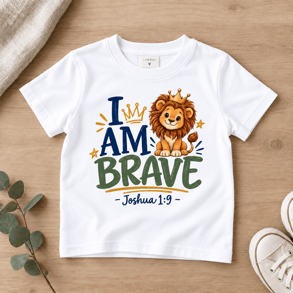 2I AM BRAVE Lion Toddler T-Shirt | Joshua 1:9 - copy Christian scripture shirt - I AM Kids