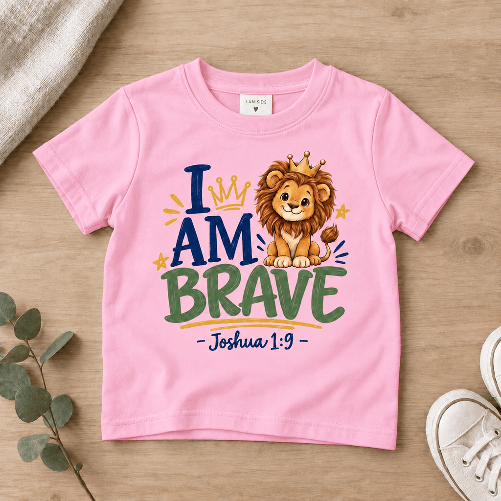 2I AM BRAVE Lion Toddler T-Shirt | Joshua 1:9 - copy Christian scripture shirt - I AM Kids