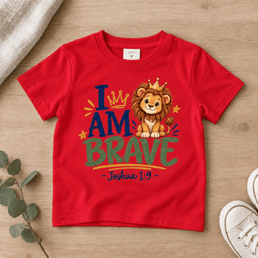 2I AM BRAVE Lion Toddler T-Shirt | Joshua 1:9 - copy Christian scripture shirt - I AM Kids