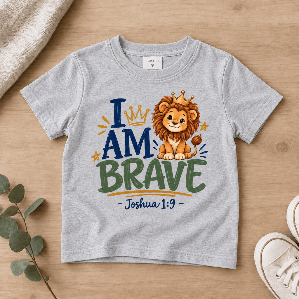 2I AM BRAVE Lion Toddler T-Shirt | Joshua 1:9 - copy Christian scripture shirt - I AM Kids