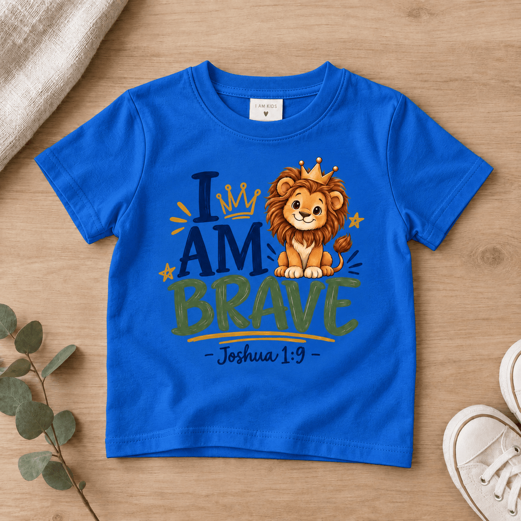 2I AM BRAVE Lion Toddler T-Shirt | Joshua 1:9 - copy Christian scripture shirt - I AM Kids