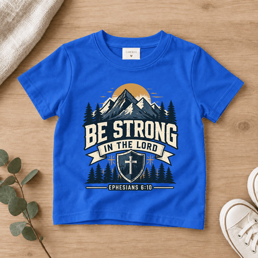 Be Strong in the Lord Kids Tee | Future Disciples Christian scripture shirt - I AM Kids