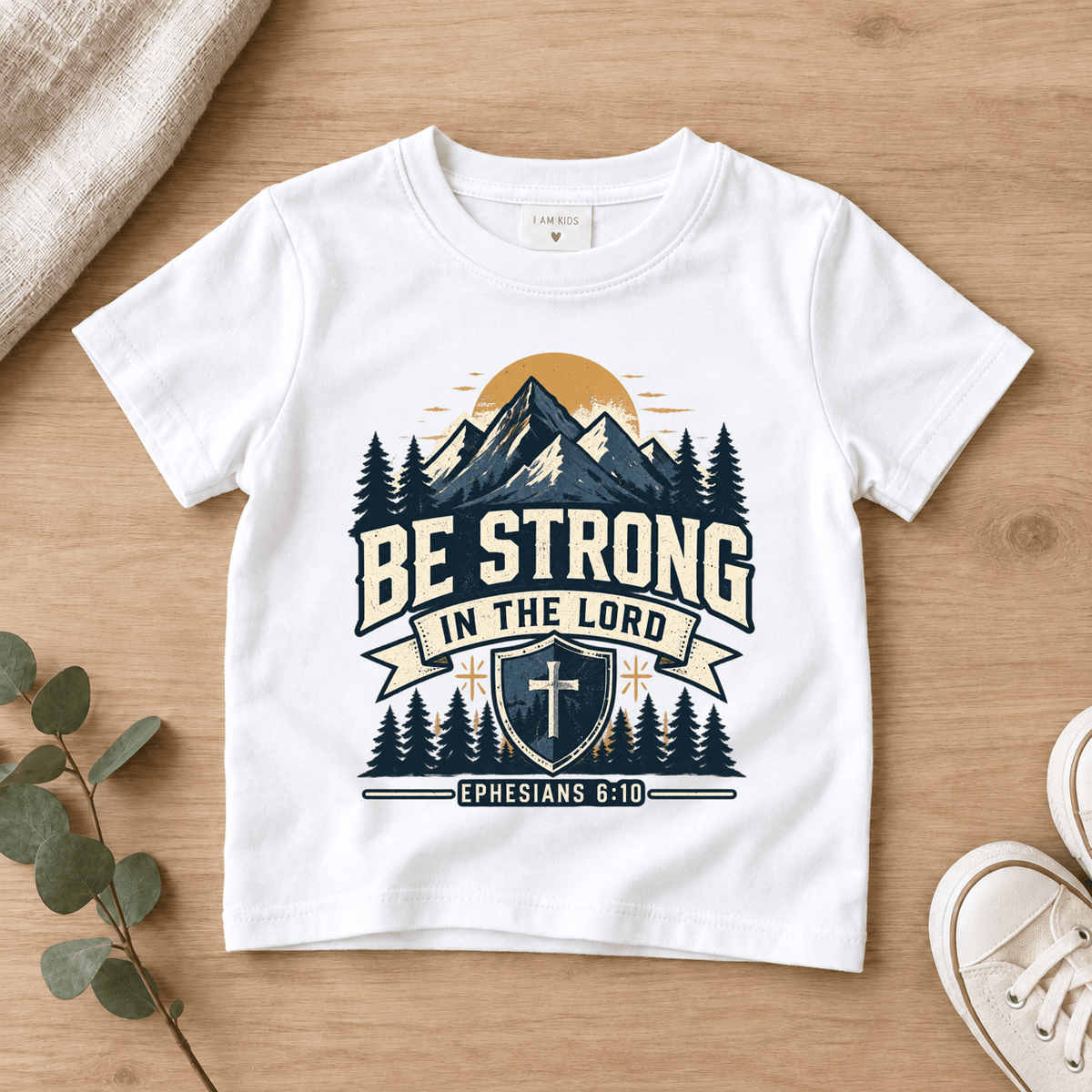 Be Strong in the Lord Kids Tee | Future Disciples Christian scripture shirt - I AM Kids