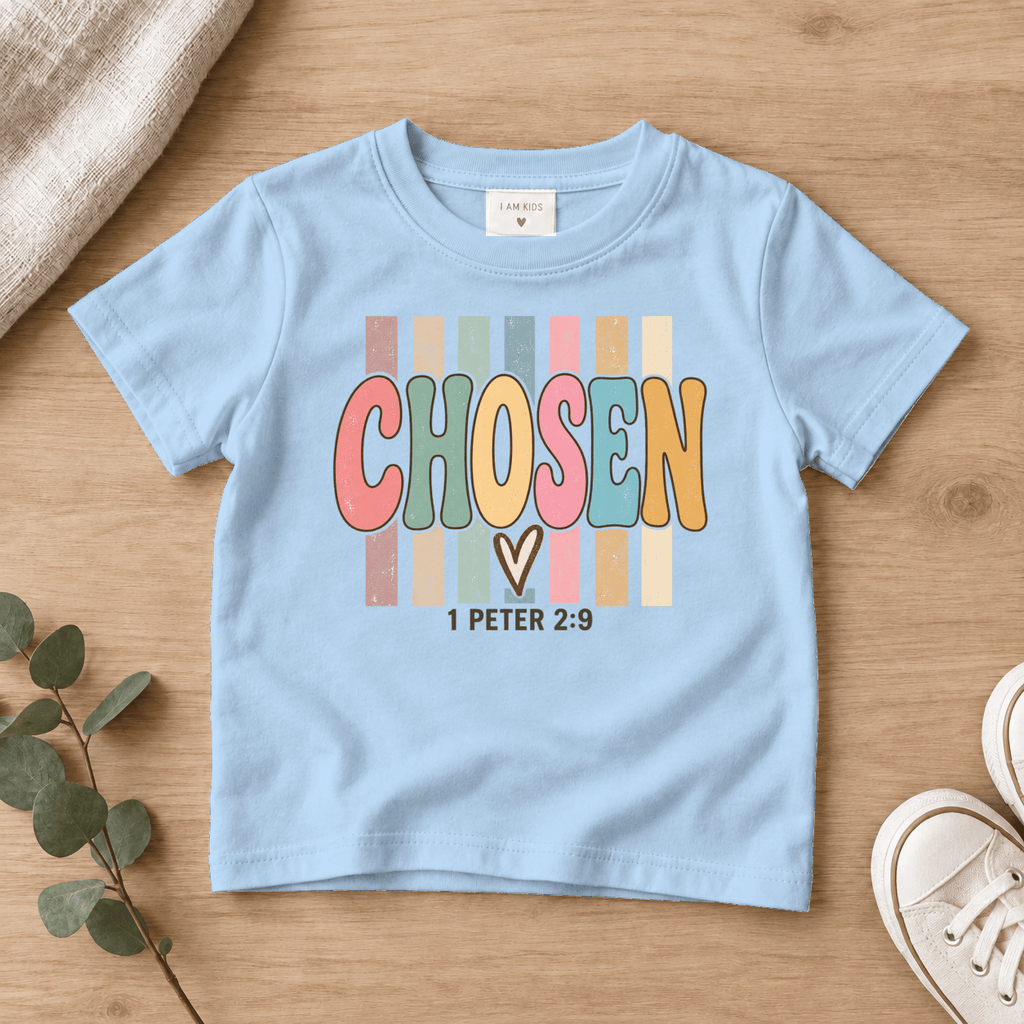 Chosen Christian Kids Tee | Future Disciples Christian scripture shirt - I AM Kids