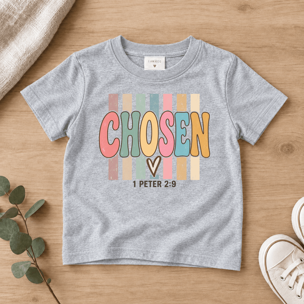 Chosen Christian Kids Tee | Future Disciples Christian scripture shirt - I AM Kids