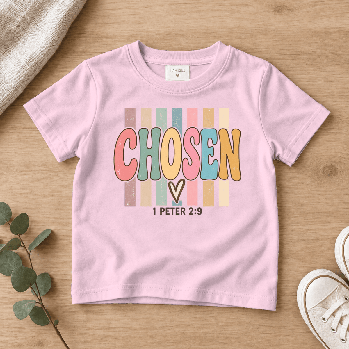 Chosen Christian Kids Tee | Future Disciples Christian scripture shirt - I AM Kids