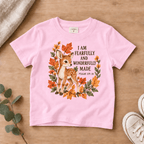 Fearfully & Wonderfully Made Woodland Deer Kids’ Tee | Fall Friends Collection Christian scripture shirt - I AM Kids