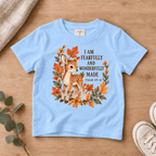 Fearfully & Wonderfully Made Woodland Deer Kids’ Tee | Fall Friends Collection Christian scripture shirt - I AM Kids