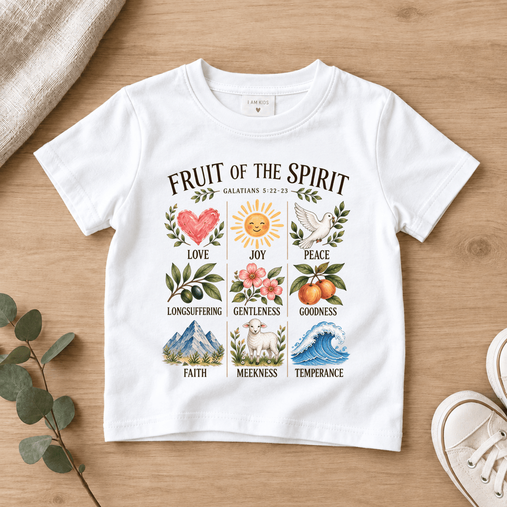 Fruit of the Spirit Kids Tee | Future Disciples Christian scripture shirt - I AM Kids