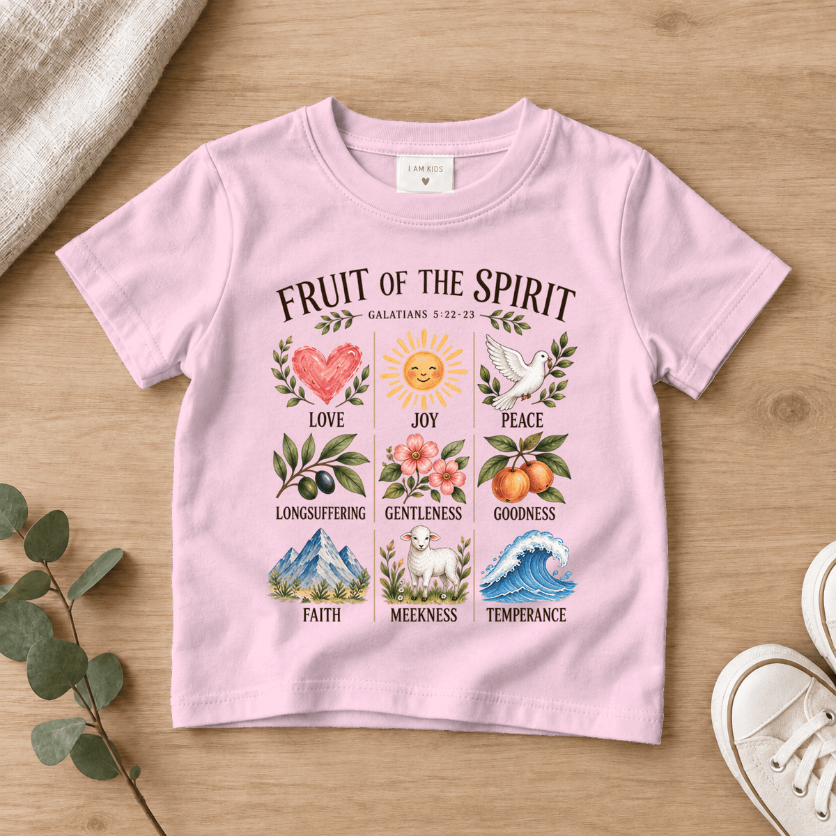 Fruit of the Spirit Kids Tee | Future Disciples Christian scripture shirt - I AM Kids
