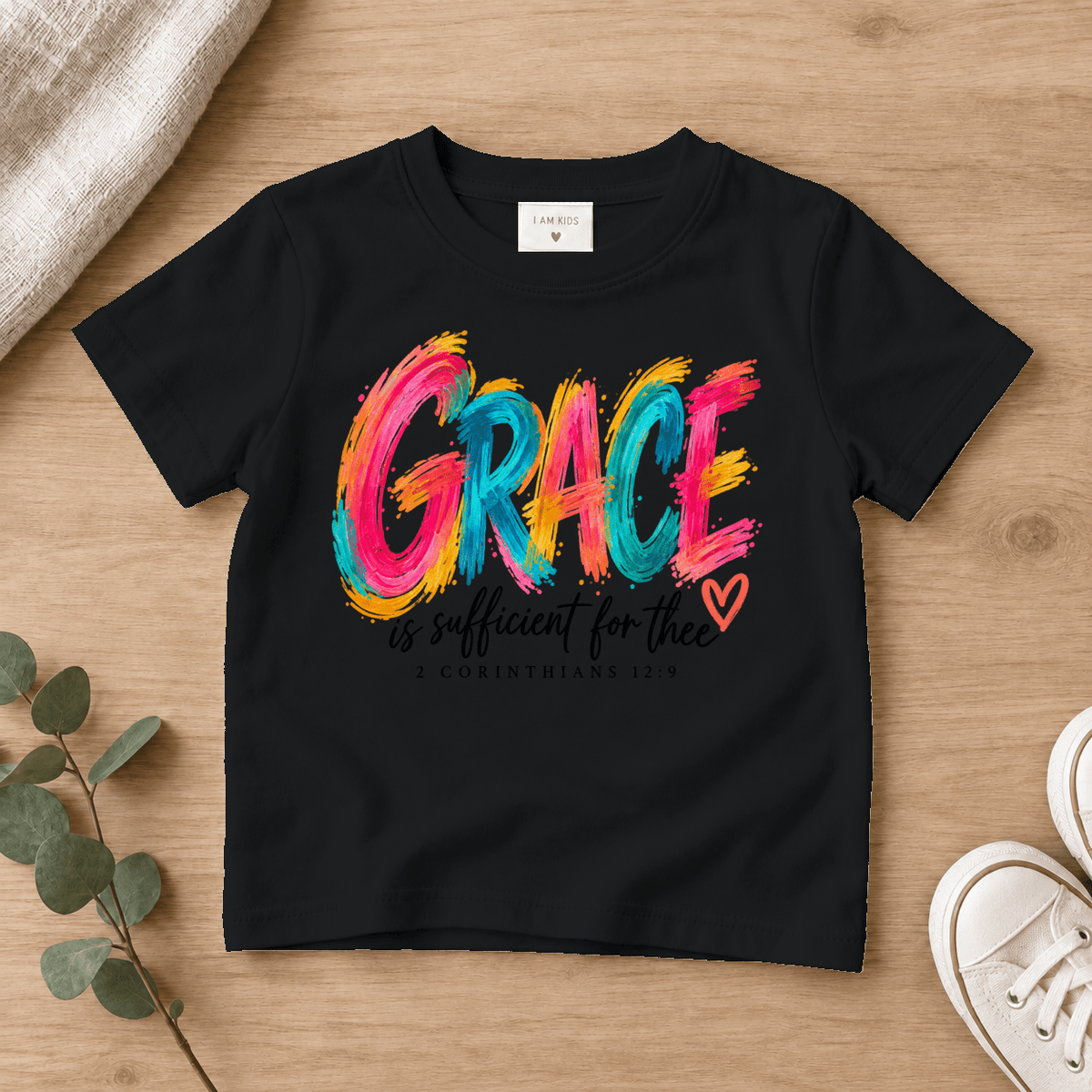 Grace Is Sufficient Kids Tee | Future Disciples Christian scripture shirt - I AM Kids
