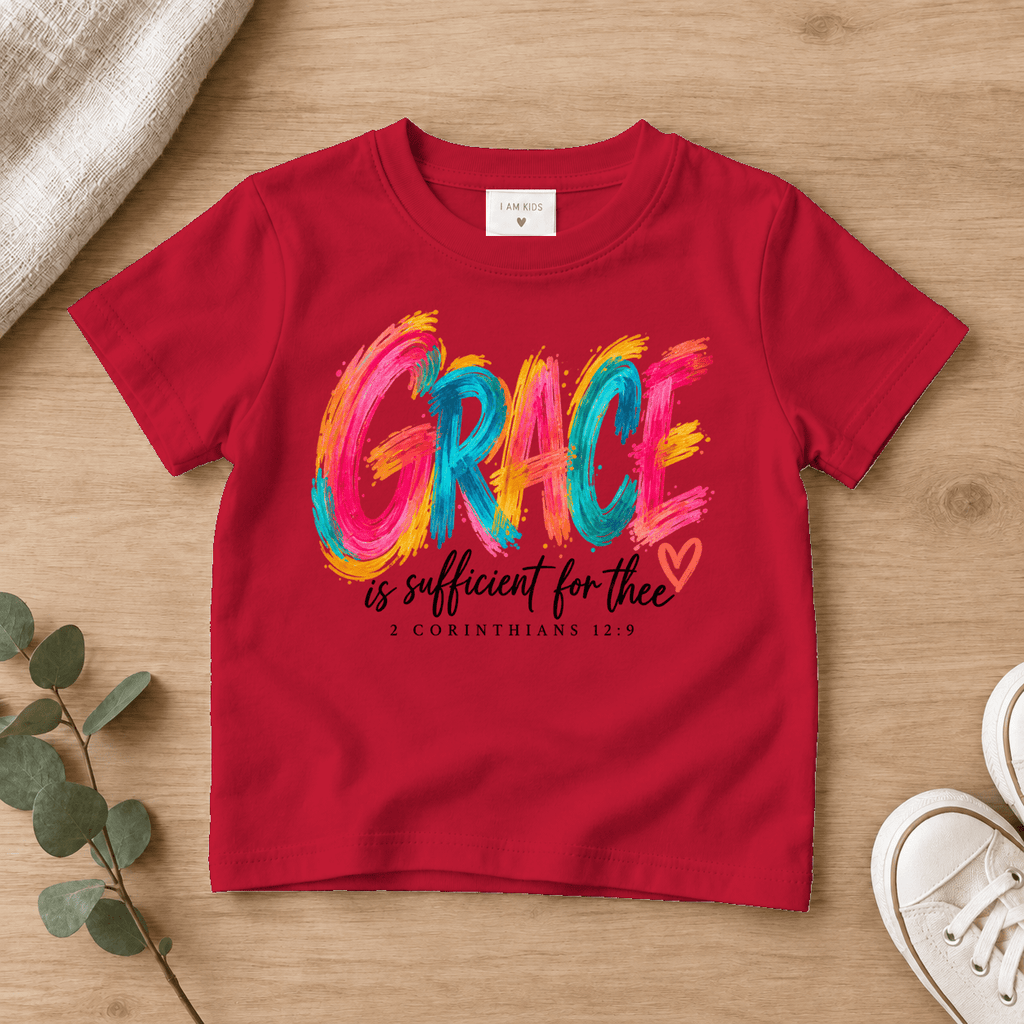 Grace Is Sufficient Kids Tee | Future Disciples Christian scripture shirt - I AM Kids