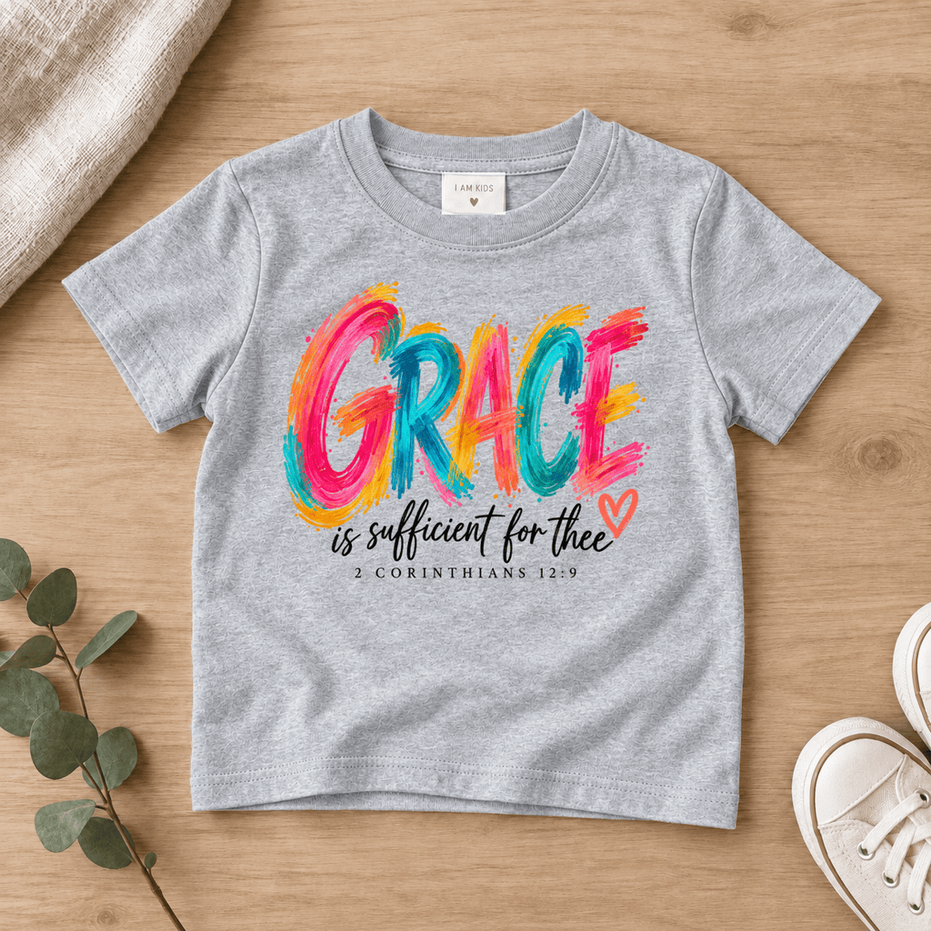 Grace Is Sufficient Kids Tee | Future Disciples Christian scripture shirt - I AM Kids