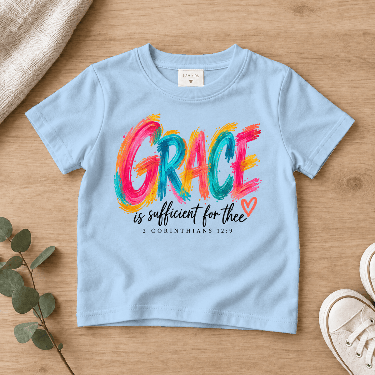 Grace Is Sufficient Kids Tee | Future Disciples Christian scripture shirt - I AM Kids