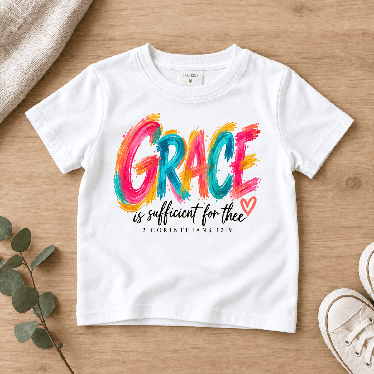 Grace Is Sufficient Kids Tee | Future Disciples Christian scripture shirt - I AM Kids