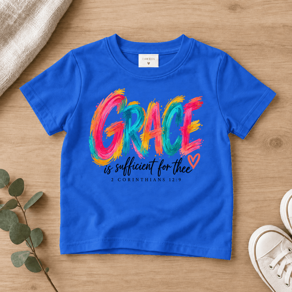 Grace Is Sufficient Kids Tee | Future Disciples Christian scripture shirt - I AM Kids