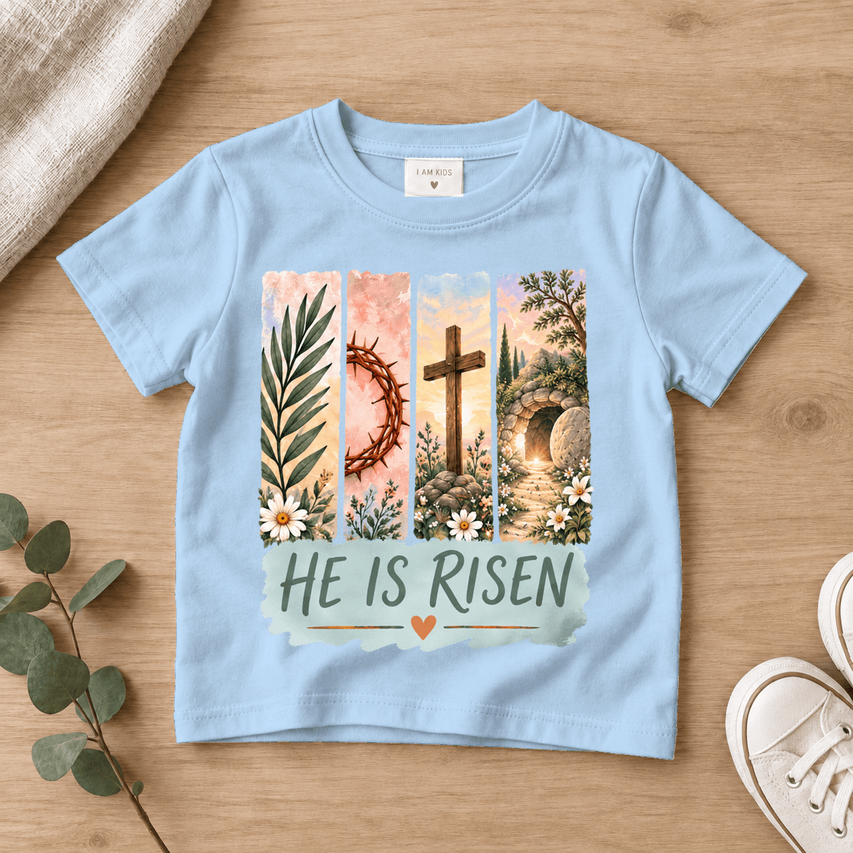 He Is Risen Christian Kids Tee | Future Disciples Christian scripture shirt - I AM Kids