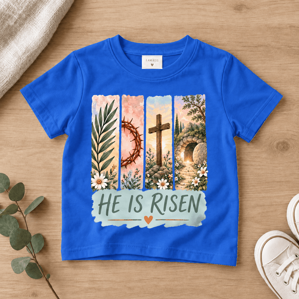 He Is Risen Christian Kids Tee | Future Disciples Christian scripture shirt - I AM Kids