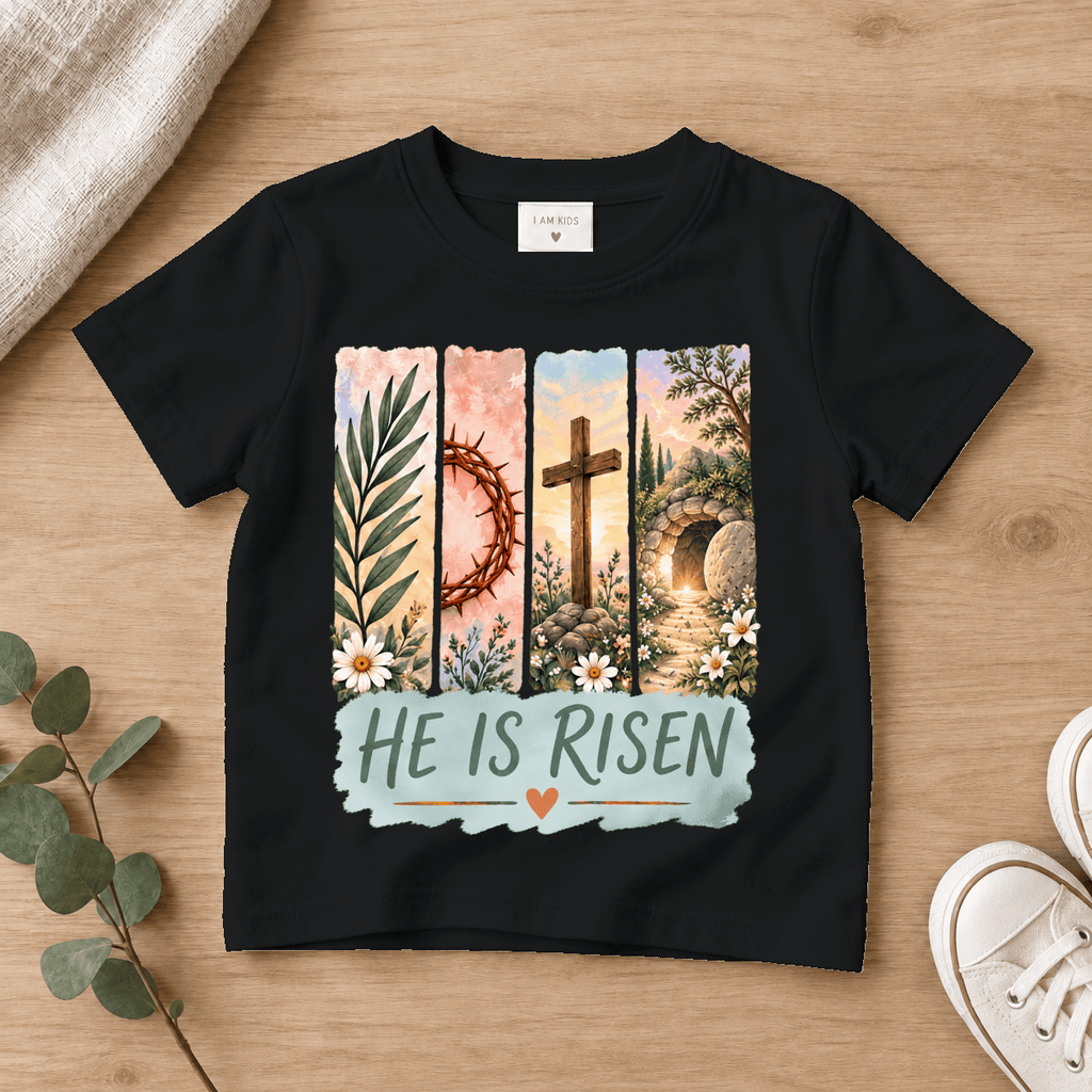 He Is Risen Christian Kids Tee | Future Disciples Christian scripture shirt - I AM Kids