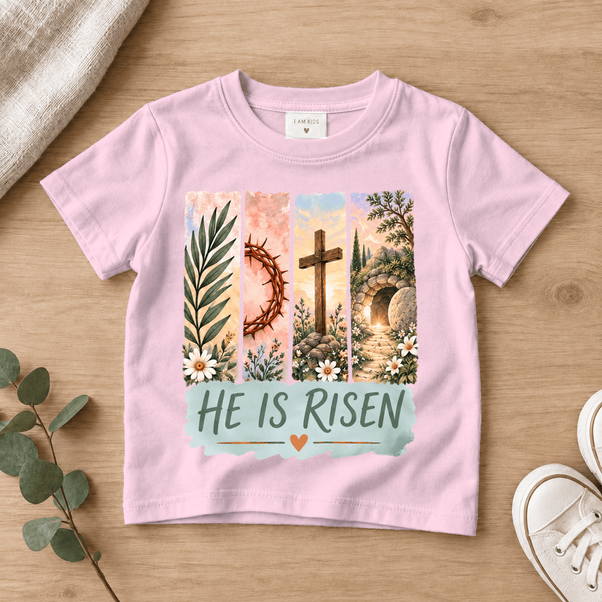 He Is Risen Christian Kids Tee | Future Disciples Christian scripture shirt - I AM Kids