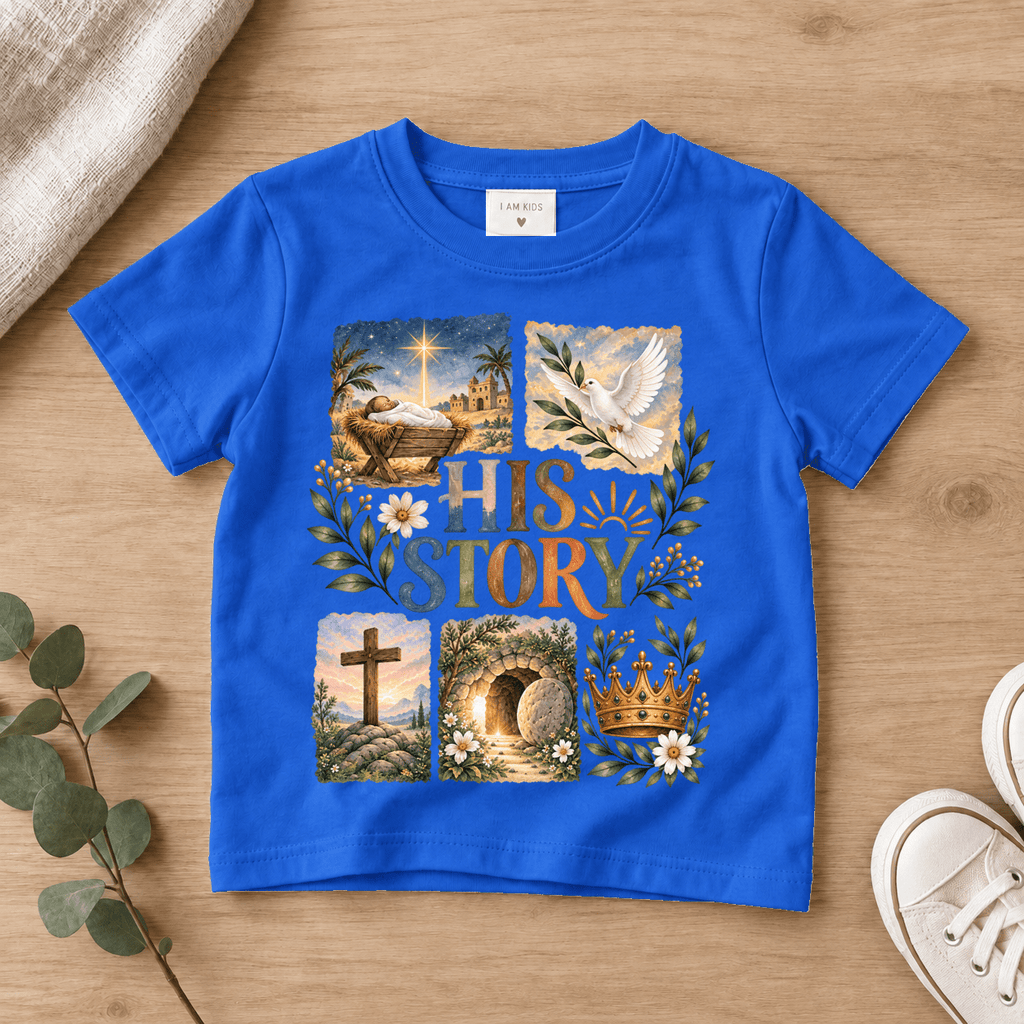 His Story Christian Kids Tee | Future Disciples Christian scripture shirt - I AM Kids