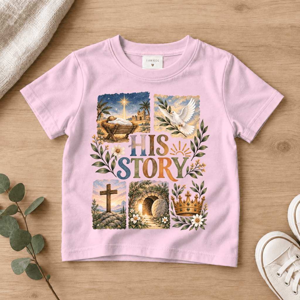 His Story Christian Kids Tee | Future Disciples Christian scripture shirt - I AM Kids