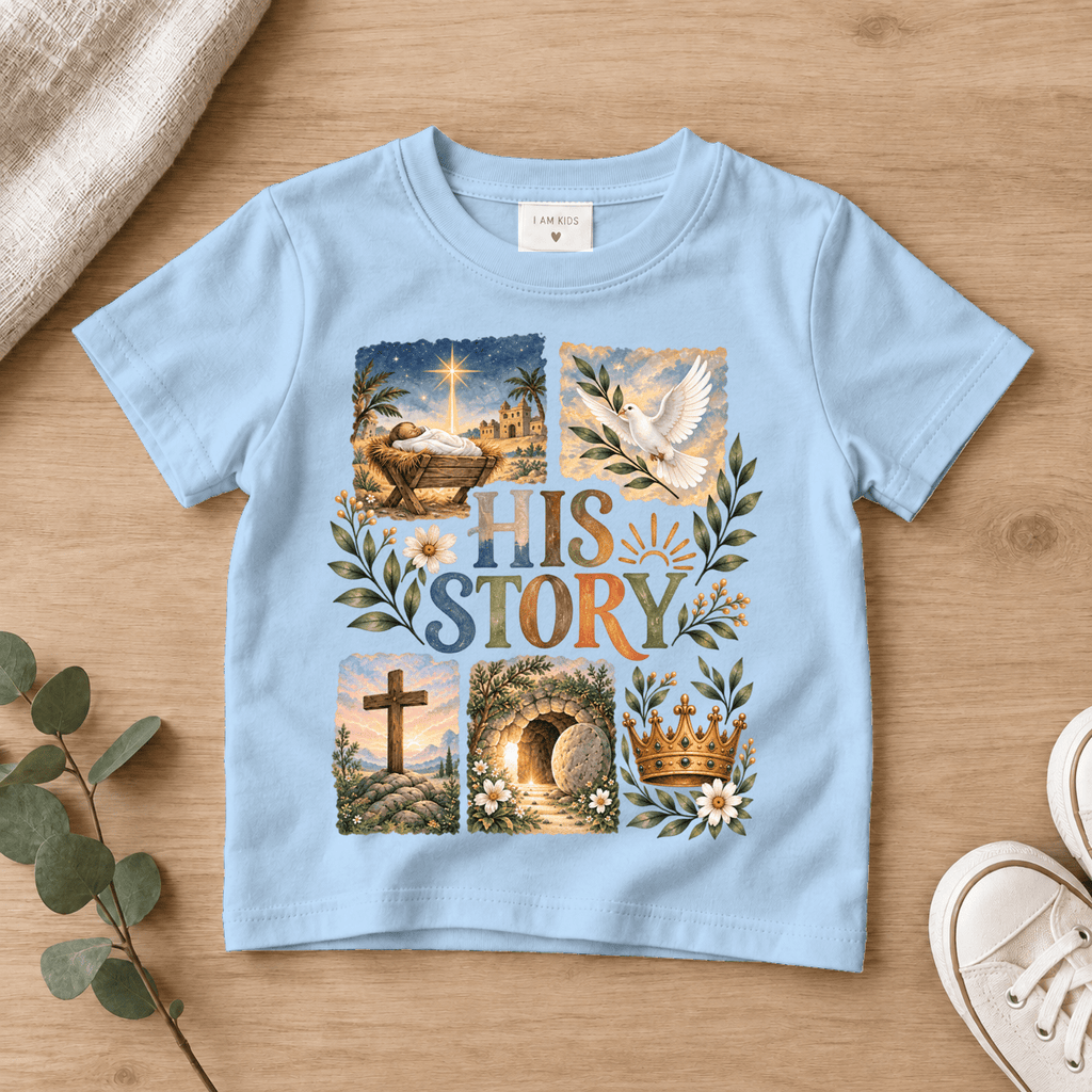 His Story Christian Kids Tee | Future Disciples Christian scripture shirt - I AM Kids
