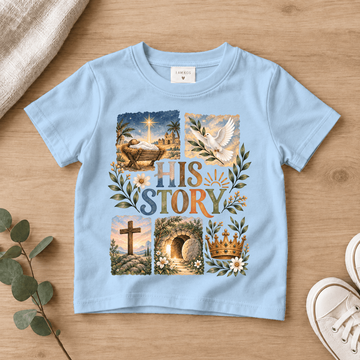 His Story Christian Kids Tee | Future Disciples Christian scripture shirt - I AM Kids