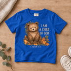 I Am a Child of God Woodland Bear Kids’ Tee | Fall Friends Collection Christian scripture shirt - I AM Kids