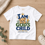 I AM GOD’S CHILD Bear Christian Kids T-Shirt | Galatians 3:26 Christian scripture shirt - I AM Kids