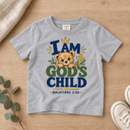 I AM GOD’S CHILD Bear Christian Kids T-Shirt | Galatians 3:26 Christian scripture shirt - I AM Kids