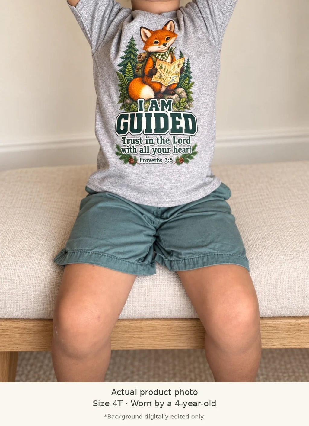 I AM GUIDED Fox Christian Kids T-Shirt | Proverbs 3:5 Christian scripture shirt - I AM Kids