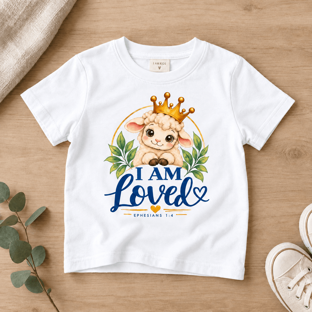 I AM LOVED Lamb Toddler T-Shirt | Ephesians 1:4 - copy Christian scripture shirt - I AM Kids