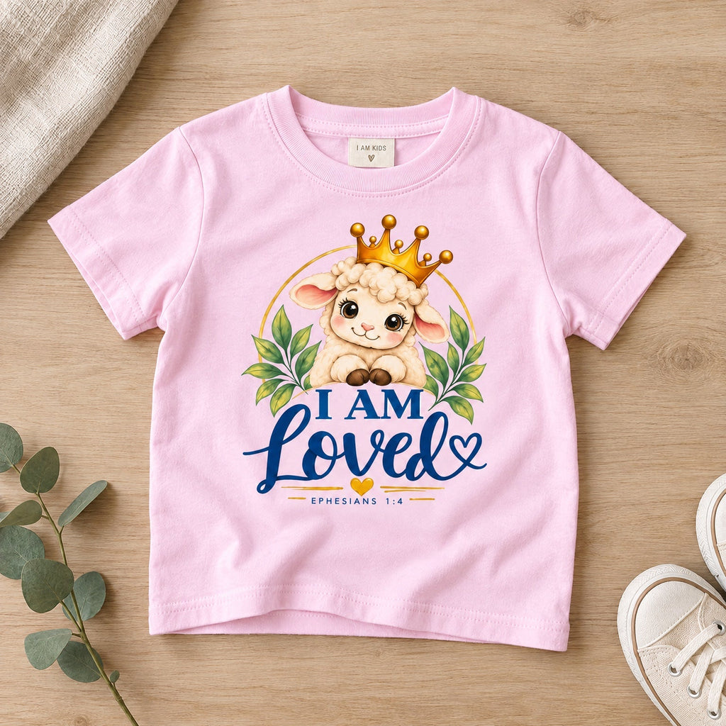 I AM LOVED Lamb Toddler T-Shirt | Ephesians 1:4 - copy Christian scripture shirt - I AM Kids