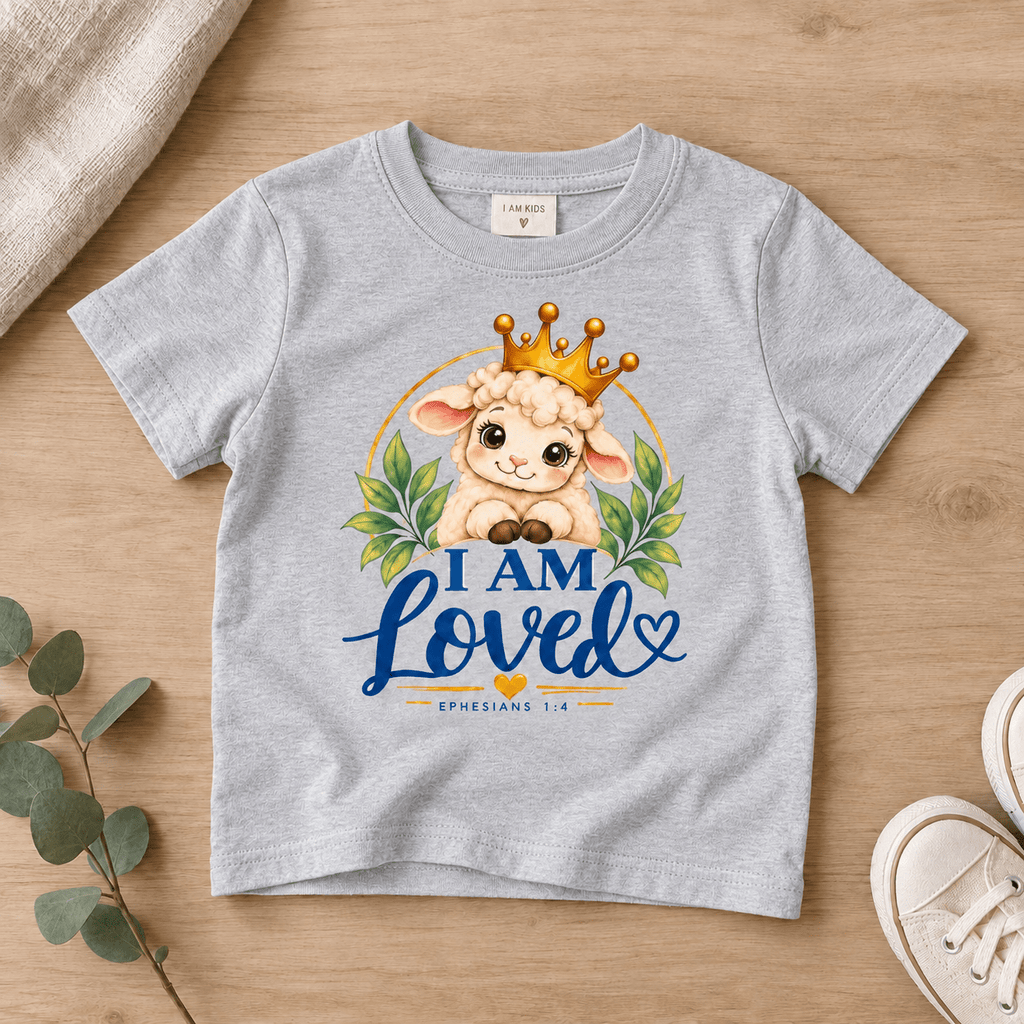 I AM LOVED Lamb Toddler T-Shirt | Ephesians 1:4 - copy Christian scripture shirt - I AM Kids