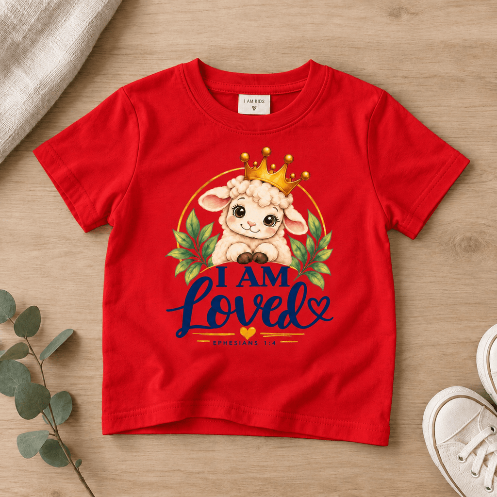 I AM LOVED Lamb Toddler T-Shirt | Ephesians 1:4 - copy Christian scripture shirt - I AM Kids
