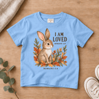 I Am Loved Woodland Rabbit Kids’ Tee | Fall Friends Collection Christian scripture shirt - I AM Kids