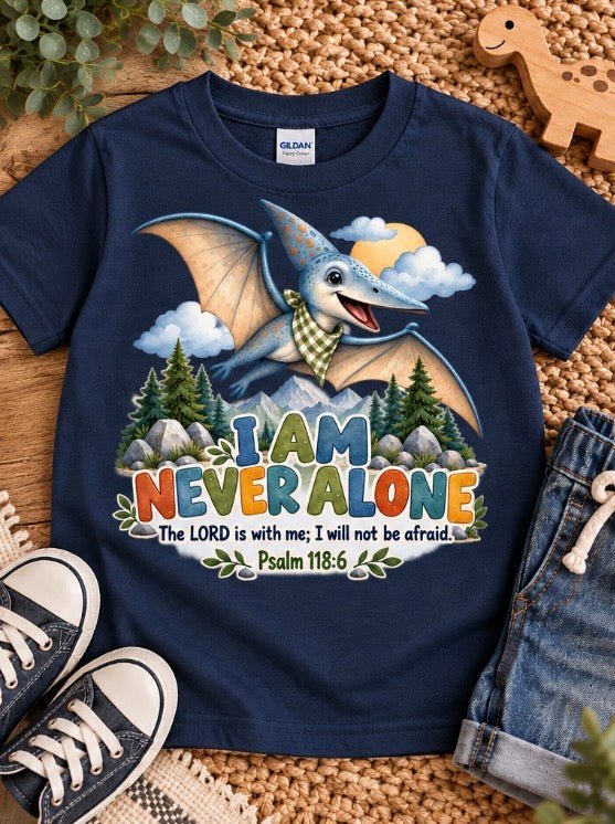 I AM NEVER ALONE Christian scripture shirt - I AM Kids