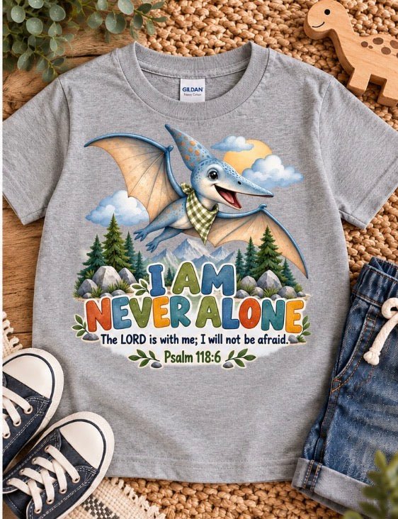 I AM NEVER ALONE Christian scripture shirt - I AM Kids