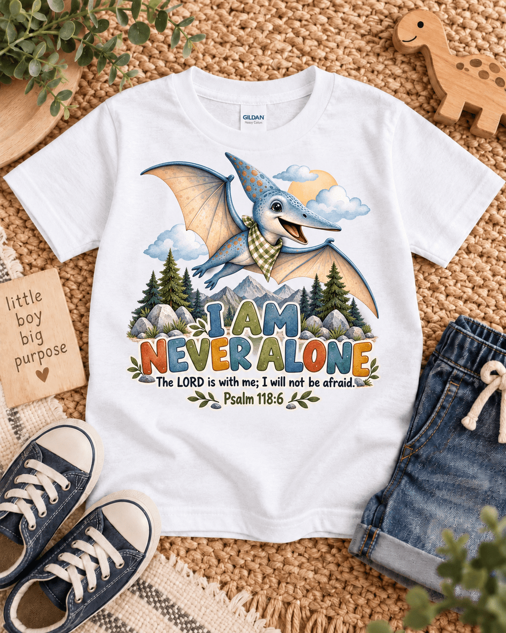 I AM NEVER ALONE Christian scripture shirt - I AM Kids