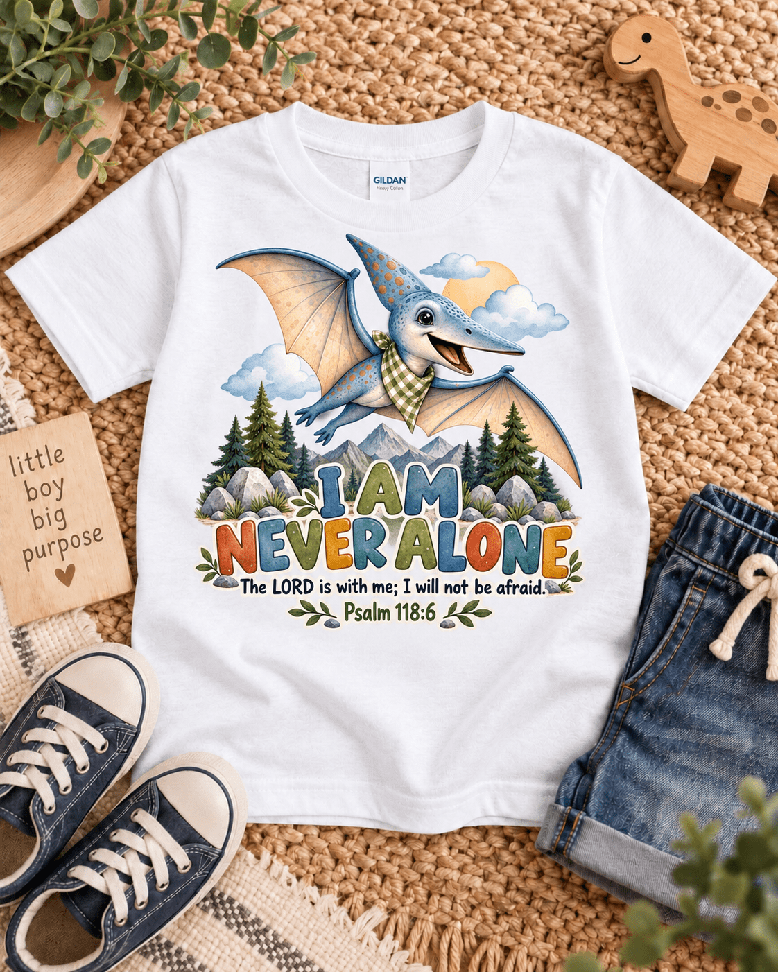 I AM NEVER ALONE Christian scripture shirt - I AM Kids