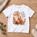 I Am on the Right Path Woodland Fox Kids’ Tee | Fall Friends Collection Christian scripture shirt - I AM Kids