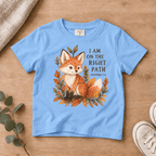 I Am on the Right Path Woodland Fox Kids’ Tee | Fall Friends Collection Christian scripture shirt - I AM Kids