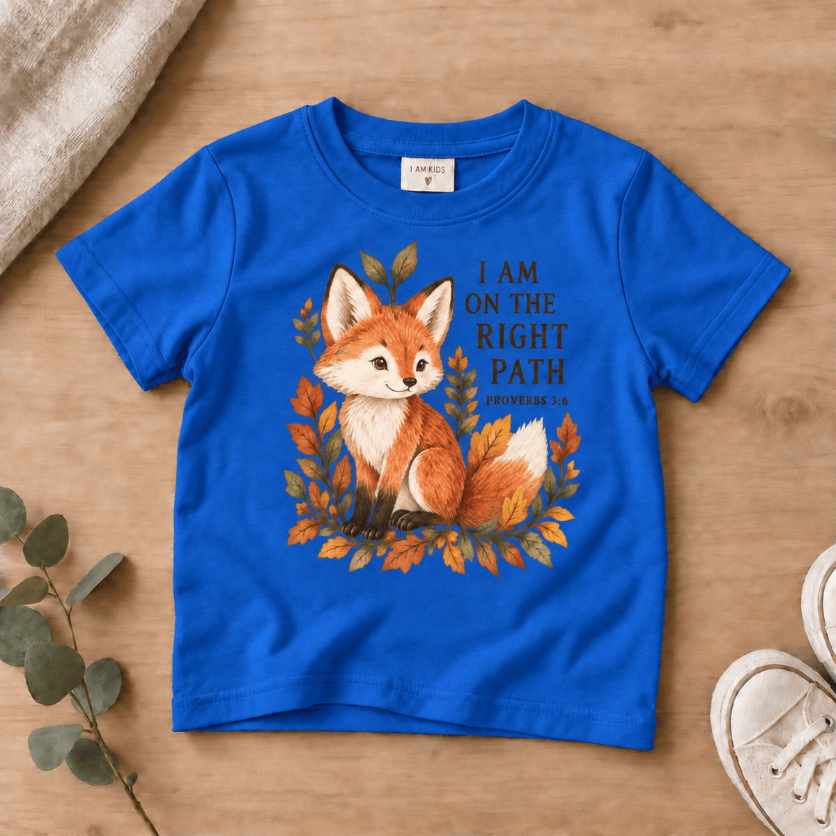 I Am on the Right Path Woodland Fox Kids’ Tee | Fall Friends Collection Christian scripture shirt - I AM Kids