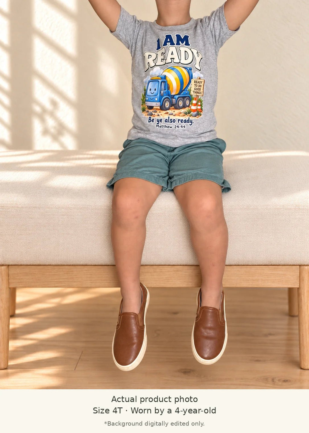 I AM READY Cement Truck Christian Kids T-Shirt | Matthew 24:44 Christian scripture shirt - I AM Kids