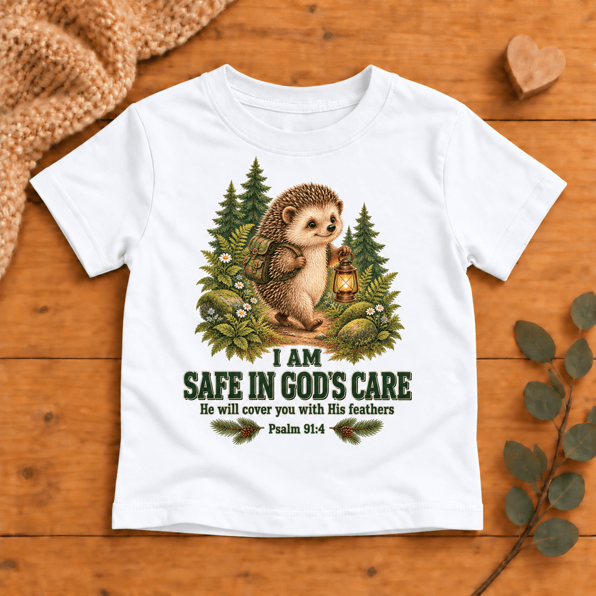 I AM SAFE IN GOD’S CARE Christian scripture shirt - I AM Kids