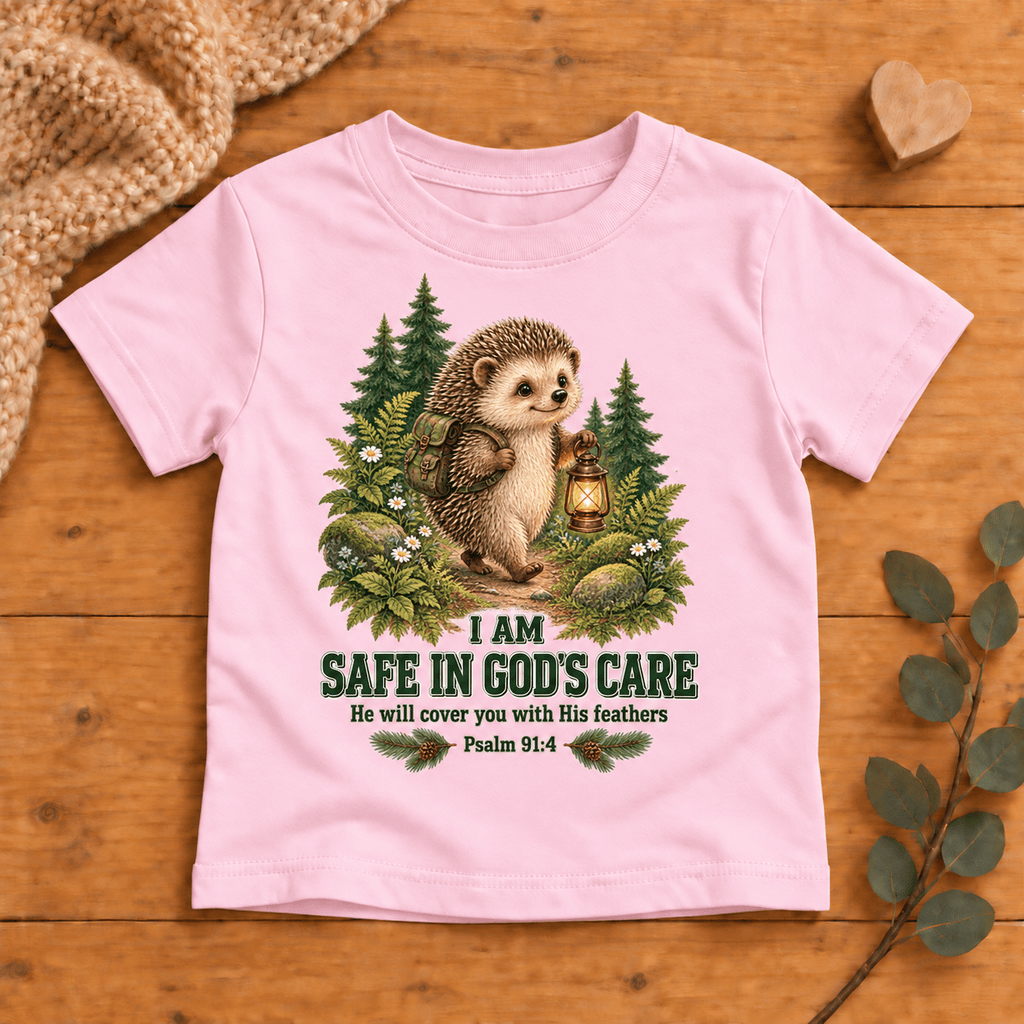 I AM SAFE IN GOD’S CARE Christian scripture shirt - I AM Kids