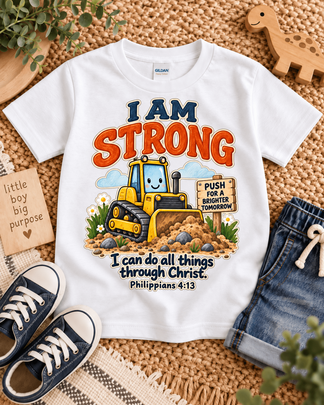 I Am Strong Christian scripture shirt - I AM Kids