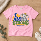 I AM STRONG Elephant Christian Kids T-Shirt | Philippians 4:13 Christian scripture shirt - I AM Kids
