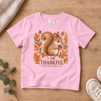 I Am Thankful Woodland Squirrel Kids’ Tee | Fall Friends Collection Christian scripture shirt - I AM Kids